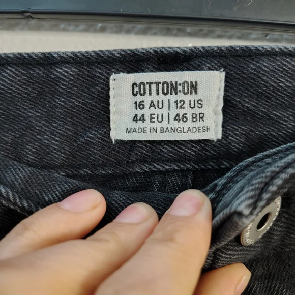 Cotton On Women's Midnight Black Curve Baggy Straight Leg Jeans Sz 12 High Rise - Picture 11 of 14